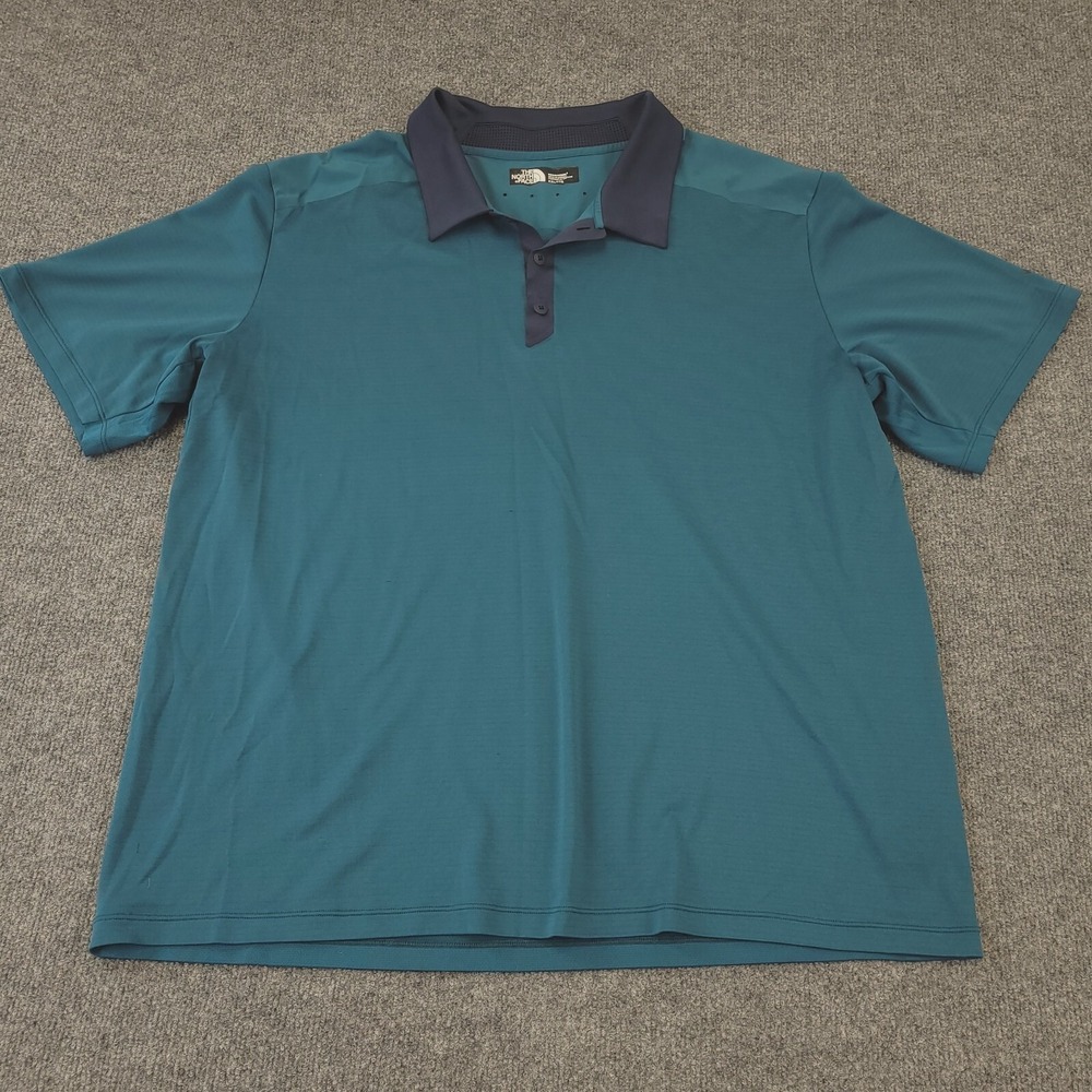 North Face Polo Shirt Mens XXL Vented Green Blue Trim Outdoors - Picture 2 of 11